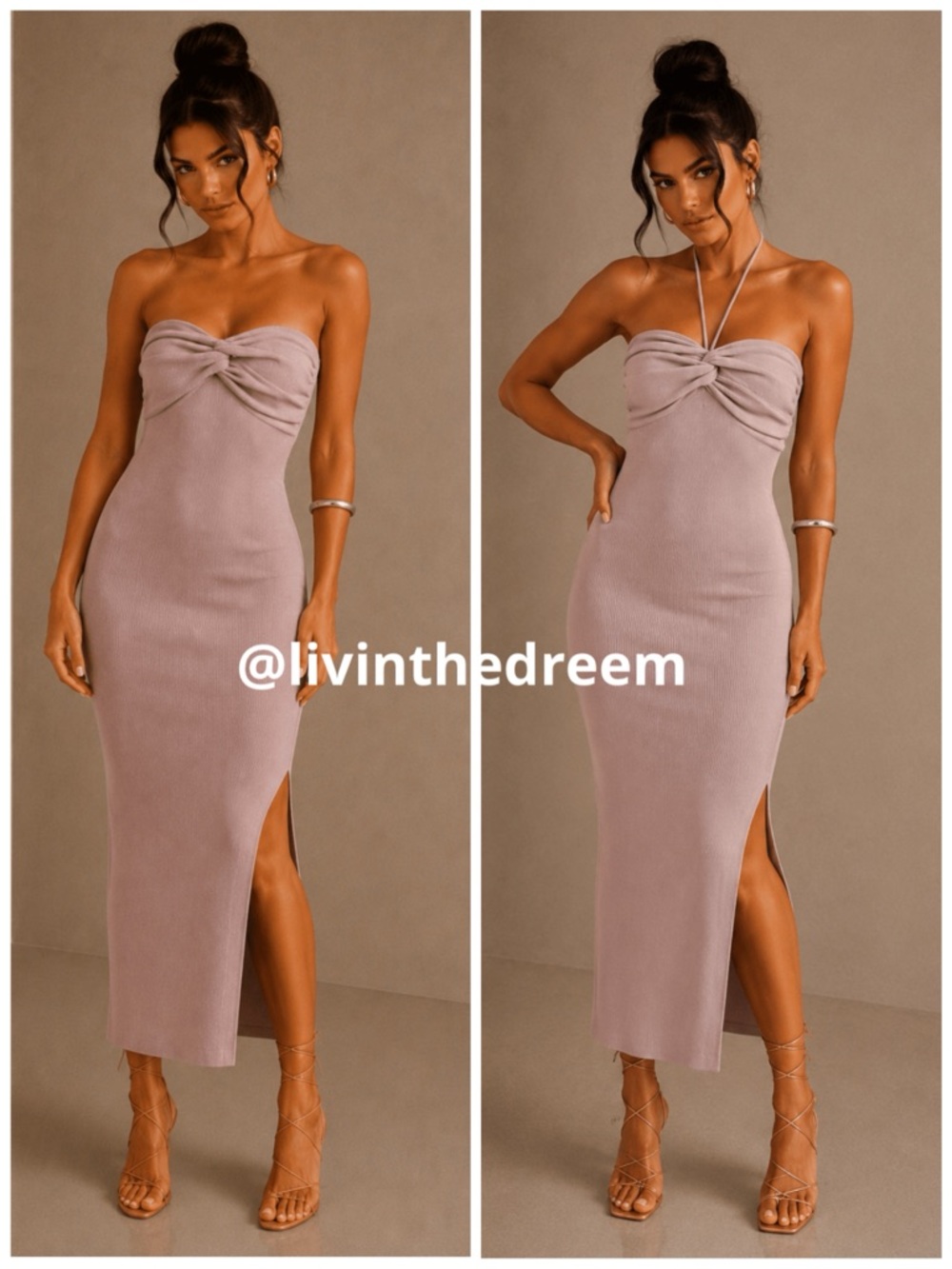 Miou Muse Mauve Two Way Midi Dress SZ M